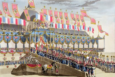 Sacred Festival and Coronation of Their Imperial Majesties, View of the Decorations in Front of the Ecole Militaire Beside the Champ du Mars, Engraved by Francois Aubertin, Published 1806 by Louis Le Coeur